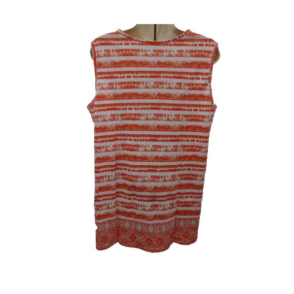 Kim Rogers Tunic Top XL Orange White Tie Dyed Sleeveless Summer Beach Cover-Up - Picture 2 of 7